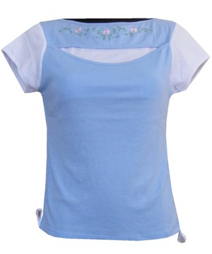KOSZULKA BLUZKA DAMSKA T-SHIRT TOP BAWEŁNA NIEBI M
