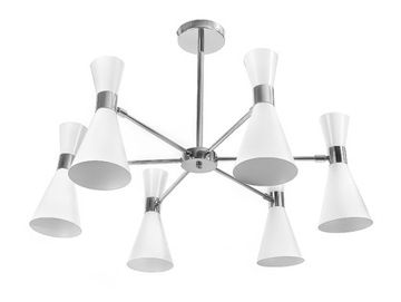 Lampa wisząca sufitowa nowoczesna żyrandol metalowy biały duży na 6 żarówek