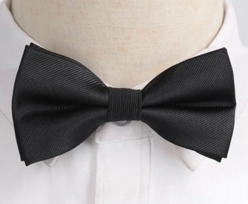ГАЛСТУК-БАБОЧКА МУЖСКАЯ, ЧЕРНАЯ, ЭЛЕГАНТНАЯ, ТОЛЩАЯ, 12 x 6 СМ, 100% ПОЛИЭСТЕР