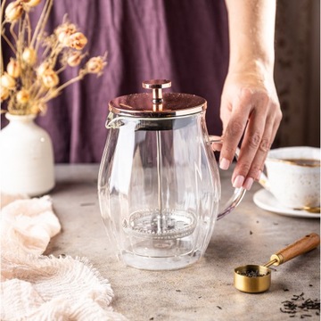 ПОРШНЕВАЯ СТЕКЛЯННАЯ ЗАварочная машина ДЛЯ ЧАЯ/КОФЕ KLAUSBERG 600МЛ ROSEGOLD GOLD