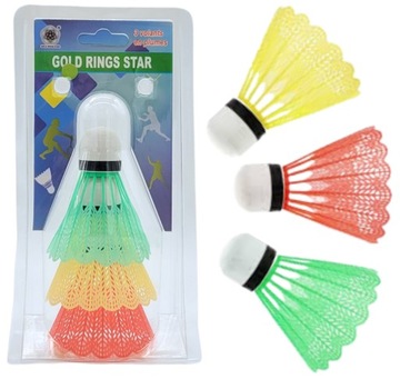 Воланы для БАДМИНТОНА, набор из 3-х ЦВЕТНЫХ воланов.