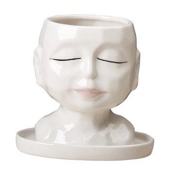 Ceramiczny Portret Twarzy Głowy Rzeźby Kwiat