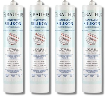 ZESTAW 4x SILIKON sanitarny bezbarwny Bauhus