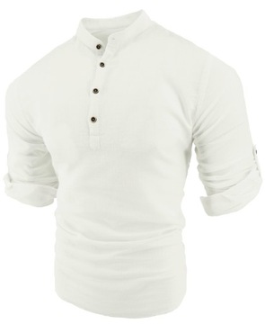 KOSZULA MĘSKA STÓJKA BIAŁA NA 3 GUZIKI XL