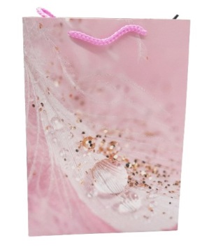 ПОДАРОЧНЫЙ СУМОК С ПЕРО, РОЗОВЫЙ, 24x18см