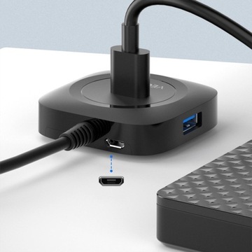 Koncentrator USB Przenośny, wieloportowy przedłużacz z rozgałęźnikiem dla Type3.0, czarny 0,2 m