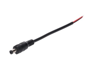 Wtyk DC 5.5x2.1 przewód czarny 15cm 22awg