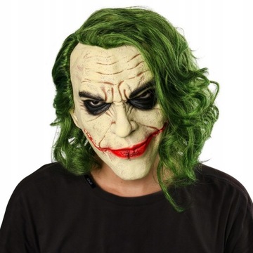 MASKA JOKER HALLOWEEN Z WŁOSAMI LATEKSOWA JOA