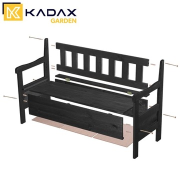 ДЕРЕВЯННАЯ САДОВАЯ СКАМЬЯ СО СПИНКОЙ 120см С КОРОБКОЙ ТЕРРАСА БАЛКОН АНТРАЦИТ