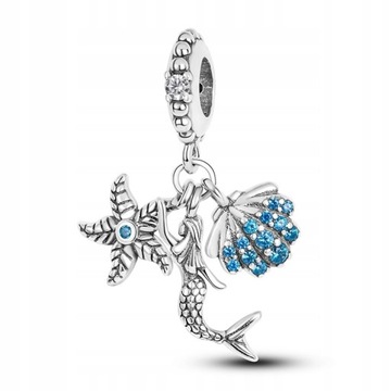 Charms Srebro 925 Zawieszka Syrena Muszla