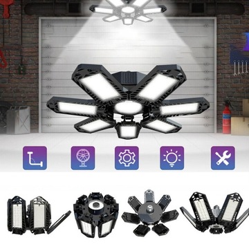 ПОТОЛОЧНЫЙ СВЕТИЛЬНИК ДЛЯ МАСТЕРСКОЙ СКЛАДНОЙ СВЕТОДИОДНЫЙ МОЩНЫЙ E27 LED 7+1 панель