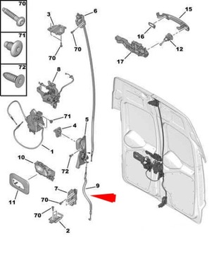 Трос замка задней двери нижний JUMPY EXPERT 9137R6 OE