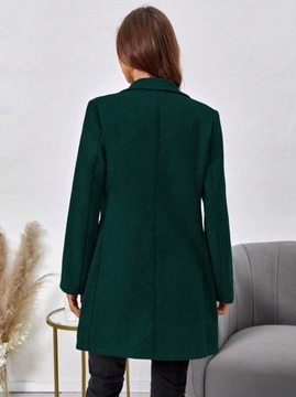 Shein Wełniany płaszcz damski jednorzędowy w jednolitym kolorze S