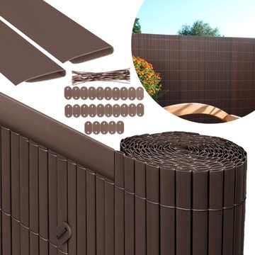 MATA OSŁONOWA PVC 140 x 500 cm BRĄZOWA OGRODOWA NA BALKON TARAS +MASKOWNICE