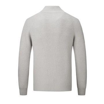 Men's Cashmere Knit Cardigan Half High Collar Zip-