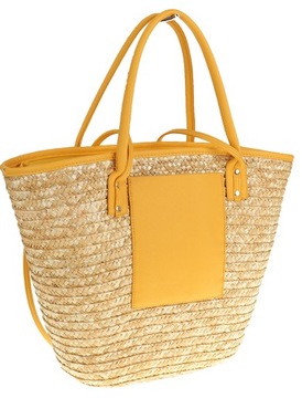 Elegancka Torebka Damska listonoszka koszyk słomiany kuferek 18041 Yellow