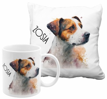 ZESTAW KUBEK PODUSZKA JACK RUSSELL JRT Z IMIENIEM