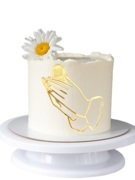 ТОППЕР ТОРТ БОКОВОЙ ДЕКОР СВЯТОЕ ПРИЧАСТЬЕ IHS МОЛИТВЕННЫЕ РУКИ ЗОЛОТО ЗЕРКАЛО