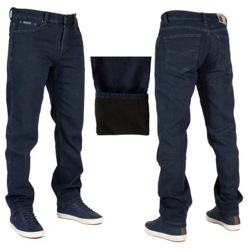 Spodnie męskie jeans ocieplane W:42 112 CM granat