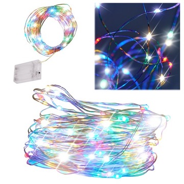 Lampki LED ledowe druciki dekoracyjne 10m 100LED multikolor