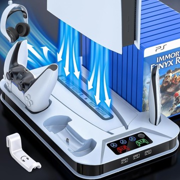 МНОГОФУНКЦИОНАЛЬНАЯ ОХЛАЖДАЮЩАЯ ПОДСТАВКА С ПОДСТАВКОЙ ДЛЯ ИГРЫ ДЛЯ PS5, БЕЛАЯ