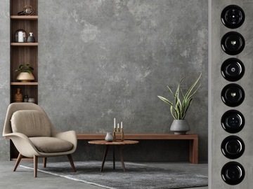 LOFT РЕТРО ДВОЙНОЙ ВЫКЛЮЧАТЕЛЬ ЧЕРНЫЙ JLM БЕЗ РАМКИ
