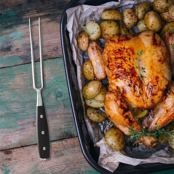 БОЛЬШАЯ КУХОННАЯ СТАЛЬНАЯ ВИЛКА ДЛЯ МЯСА НА ГРИЛЕ
