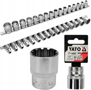 NASADKI SPLINE 16EL ZESTAW NASADEK 8-32mm YATO 1/2