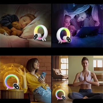 Lampka Nocna do Sypialni Głośnik Bluetooth Zegar Datownik na Prezent 6w1