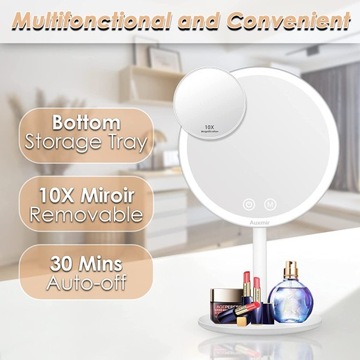 Lusterko kosmetyczne z oświetleniem LED 3 kolory