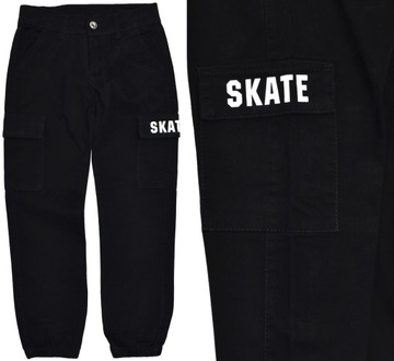 XU SKATE Czarne SPODNIE Jogger Wiosna - 122/128