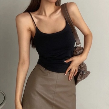 Summer Simple Sling Camisoles Women Crop Top Sleev