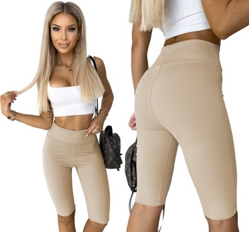 Wygodne Kobiece PRĄŻKOWANE KOLARKI LEGGINSY UNI