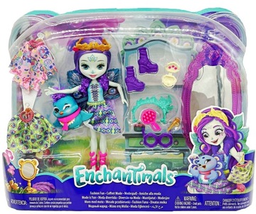 MATTEL ENCHANTIMALS WESOŁE PRZEBIERANKI LALKA PATTER PEACOCK I PAW FLAP