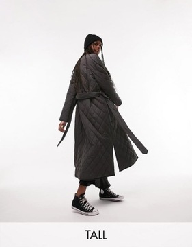 TOPSHOP TALL GRAFITOWY PIKOWANY PŁASZCZ PASEK (38)