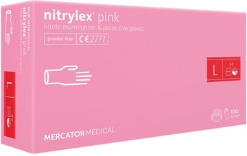 MERCATOR rękawiczki NITRYLOWE różowe PINK rozm. L
