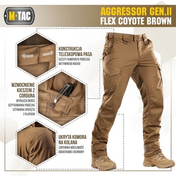 MTac Spodnie taktyczne Aggressor Gen.II Flex Coyote Brown 26/30