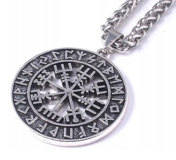 Naszyjnik Vegvísir nordycki medalion Runy kompas