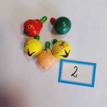 Деревянные мини-волчки-фрукты, 5 шт.