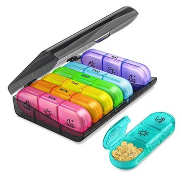 PUDEŁKO NA PIGUŁKI LEKI TABLETKI ORGANIZER LEKI TYGODNIOWA 3 RAZY DZIENNIE