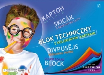 Blok techniczny kolorowy A3 170g 25 kartek Kreska