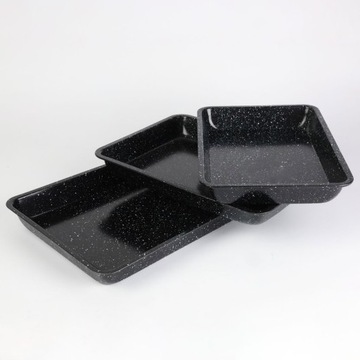 KOMPLET BLACHY DO PIECZENIA MIĘSA CIAST 3 SZT FORMA PROSTOKĄTNA NONSTICK
