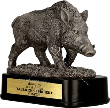 statuetka MYŚLISTWO polowanie Dzik 15cm +grawerka