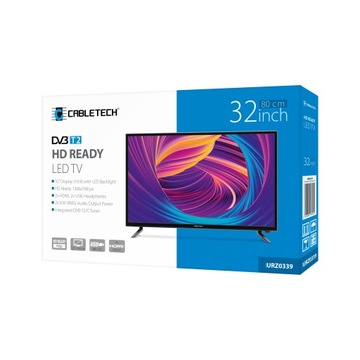 Телевизор 32 дюйма со светодиодной подсветкой HD READY DVB-T2 HEVC 2X HDMI USB ПРОСТОЙ ДИСТАНЦИОННЫЙ КАБЕЛЬНЫЙ ТЕХНИК