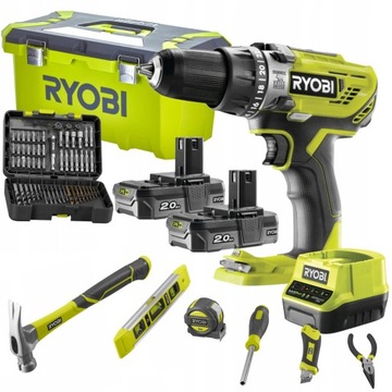 RYOBI WIERTARKO-WKRĘTARKA +2x2Ah SKRZYNKA +WIERTŁA