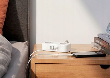 Удлинитель питания, сетевой удлинитель с портами 2xUSB и 1xUSB-C, белый