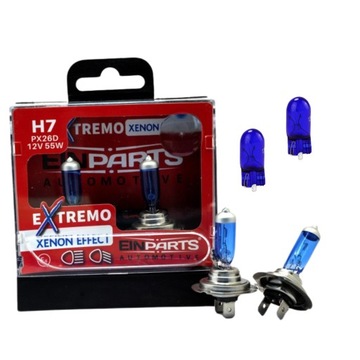 ŻARÓWKI H7 12V 55W EINPARTS EXTREMO XENON EFFECT SUPER BIAŁE + GRATIS W5W