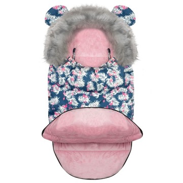 Спальник Elmi Ricokids для коляски и санок - синий с фламинго