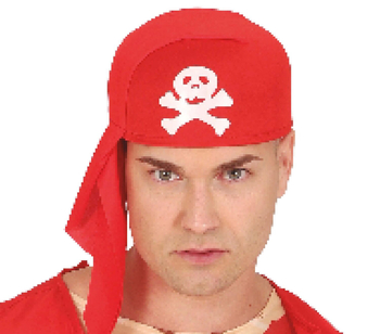 Pirat Kapelusz - chusta czerwona z czaszką korsarz