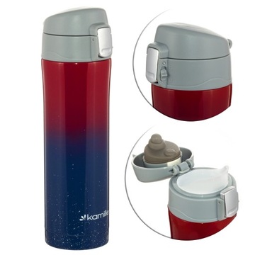 Czerwony KUBEK TERMICZNY 450ml TERMOS Stalowy Bidon dla Dzieci Kamille